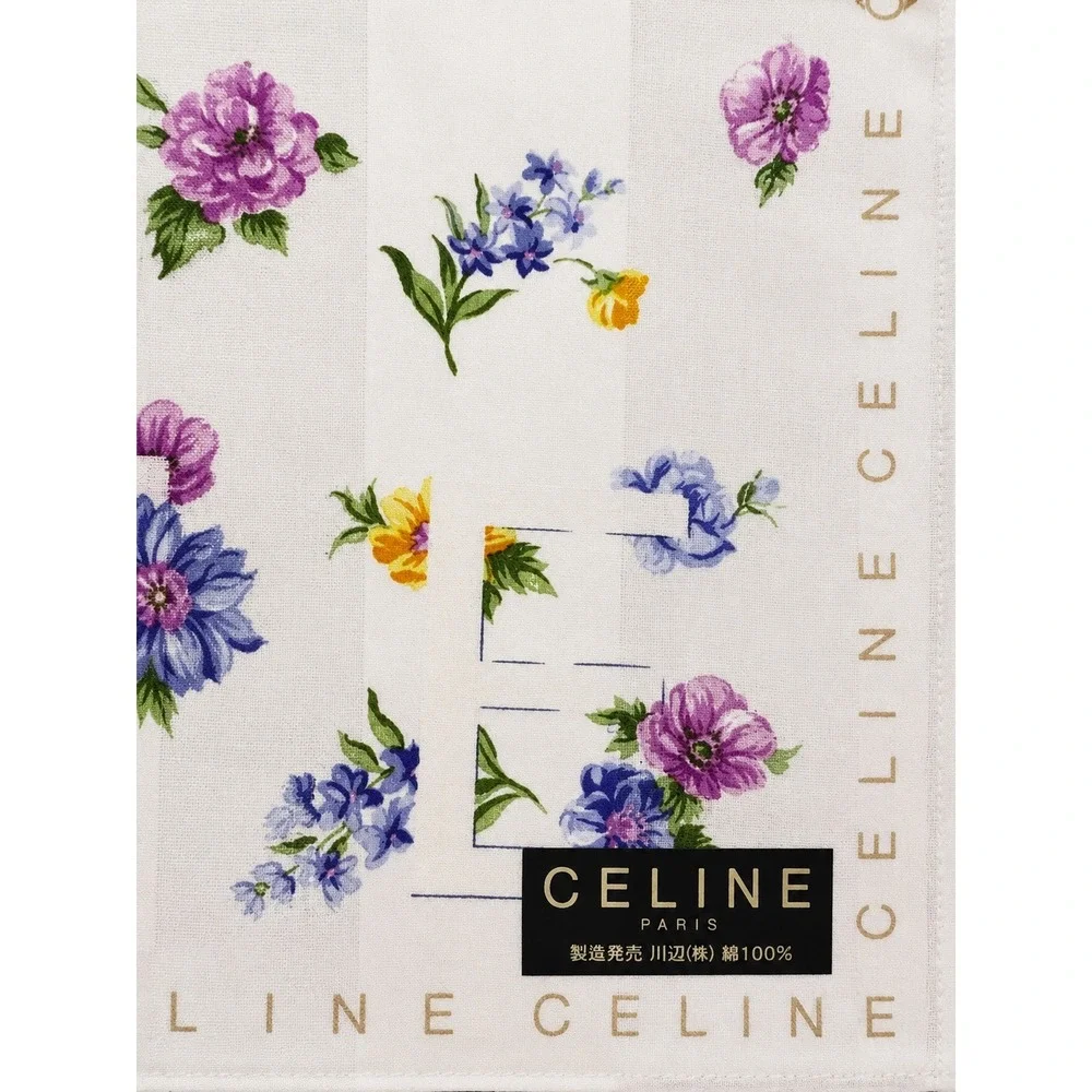 Rare Vintage Celine Square Scarf in a Floral Print /Celine Original Box Included